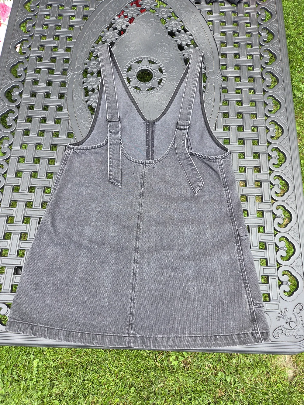 We The Free Washed Black Denim Mini Overall Dress - Picture 4 of 13